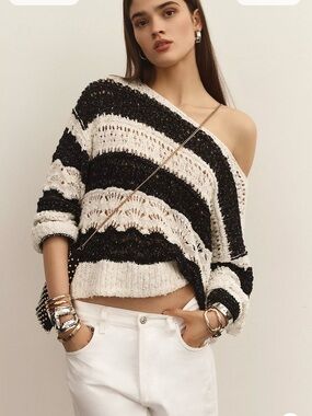 Palmer Open-Stitch Pullover Sweater by Pilcro